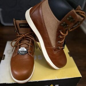 Brown Men's Steel Toe Memory Foam Work Boots